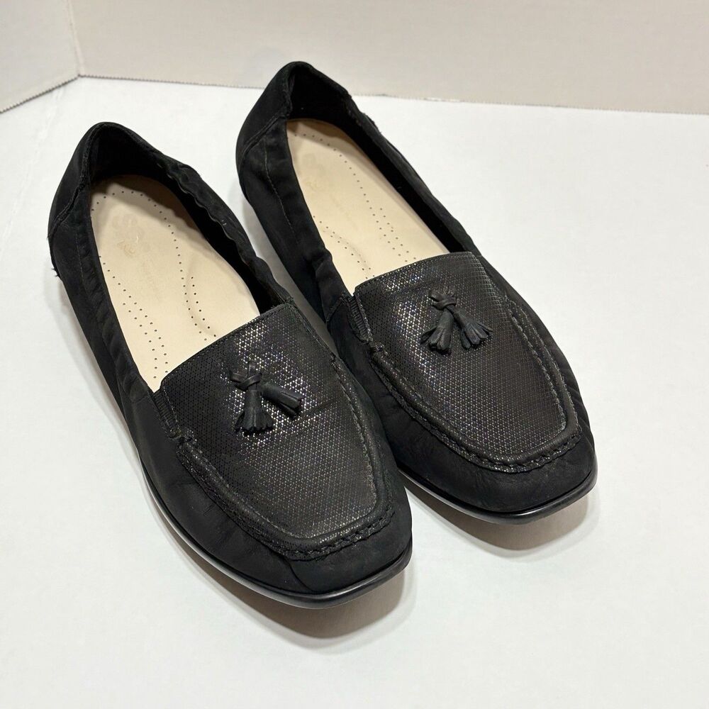 SAS Hope Loafers Flats Shoes Women's Size 10W Black Leather Slip On Career